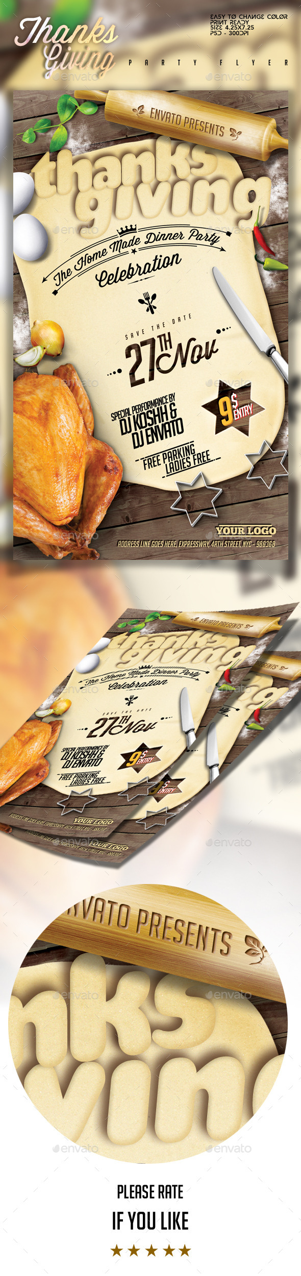 Thanks Giving Party Flyer Template - Holidays Events