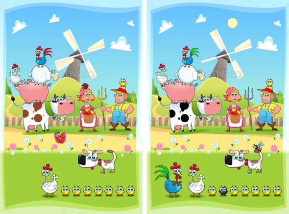 Spot the Differences. - Animals Characters