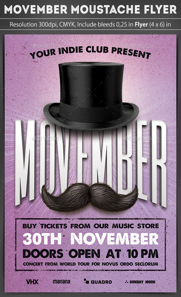 Movember Moustache Flyer - Clubs & Parties Events