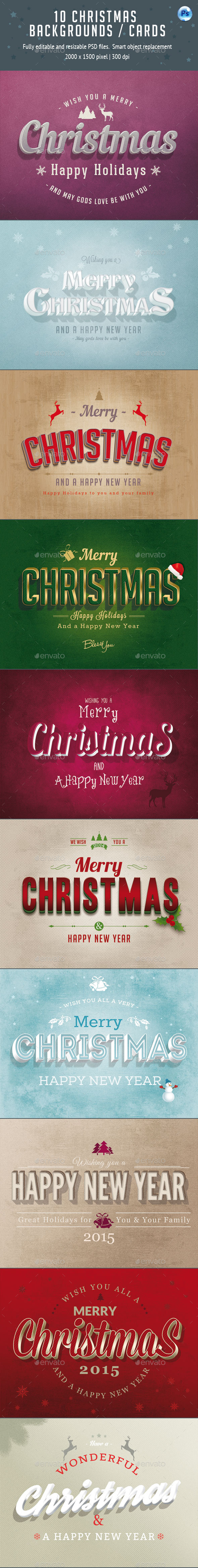 10 Christmas Cards / Backgrounds - Backgrounds Graphics