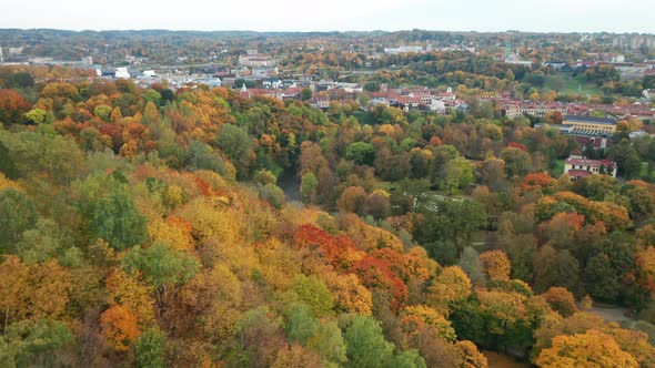 AERIAL: Autumn Landscape of Litthuania Capital Vilnius