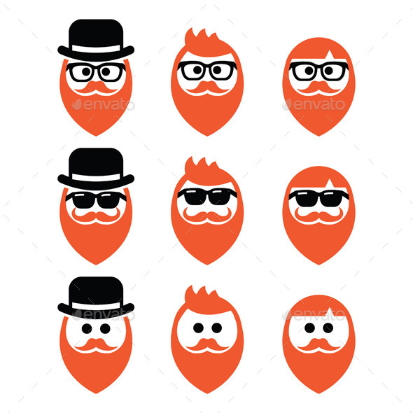 Man with Beard and Moustache Icons - People Characters