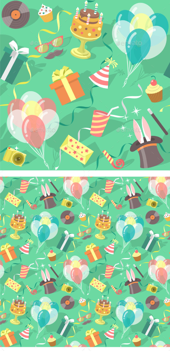 Birthday Party Celebration Seamless Pattern - Patterns Decorative
