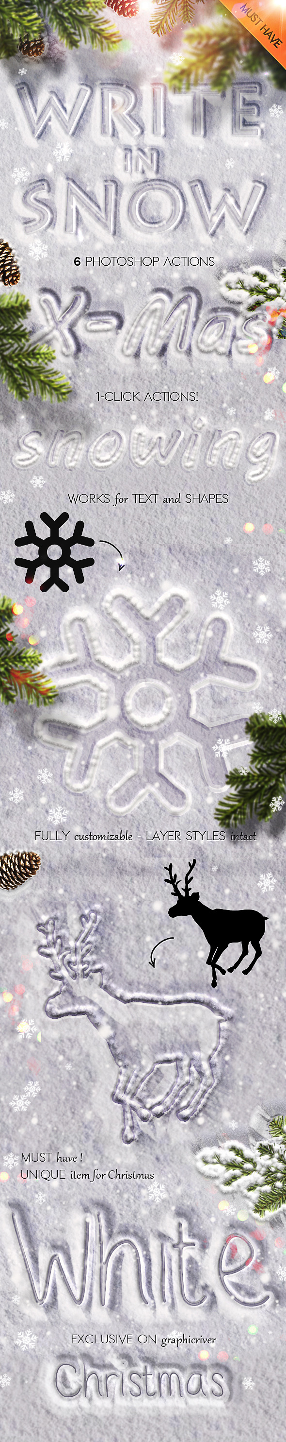 Snow Writing Photoshop Actions for Winter Time - Text Effects Actions
