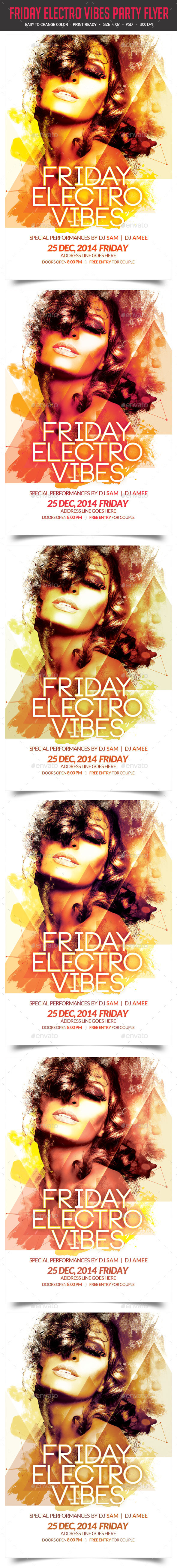 Friday Electro Vibes Party Flyer - Clubs & Parties Events