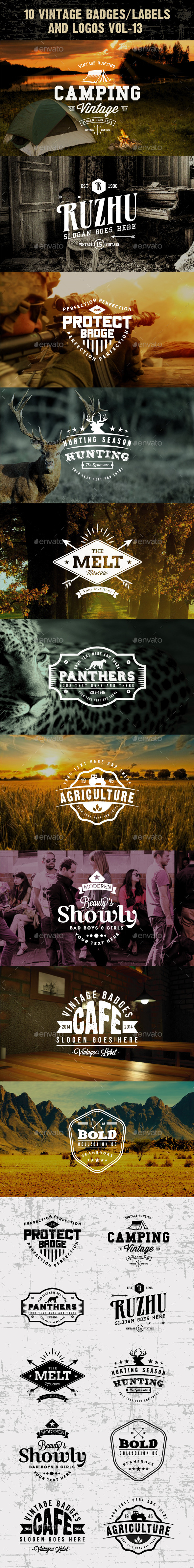 10 Vintage Badges/labels and Logos Vol-13 - Badges & Stickers Web Elements