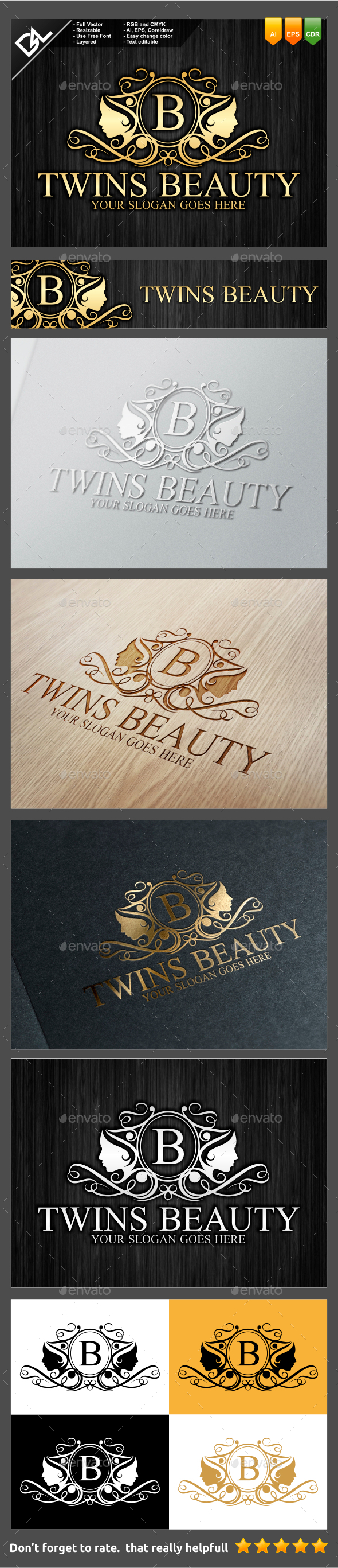 Twins Beauty - Crests Logo Templates