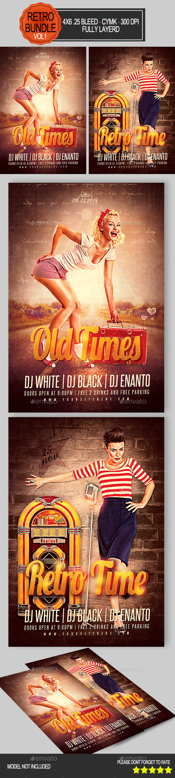Retro Flyer Bundle Vol1 - Clubs & Parties Events
