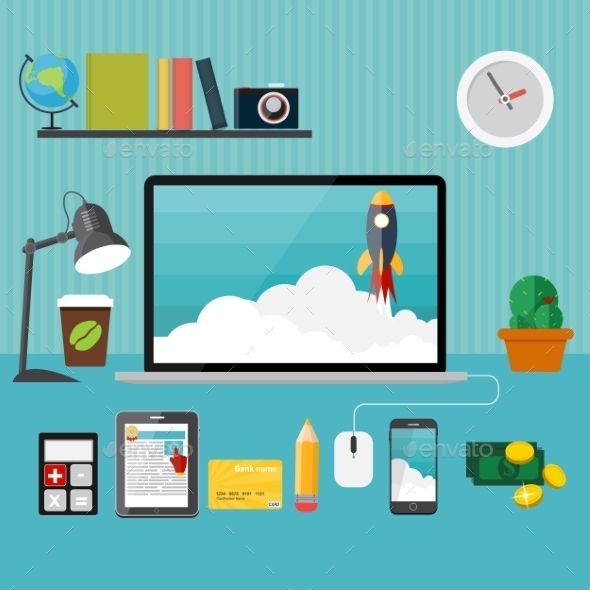 Quick Start Up Flat Concept Vector Illustration - Web Technology