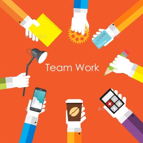 Team Work Flat Concept Vector Illustration - Web Technology