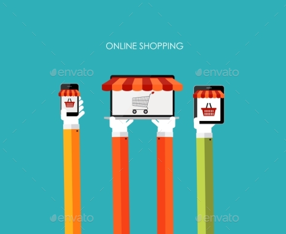 Online Shopping Flat Concept for Mobile Apps - Web Technology