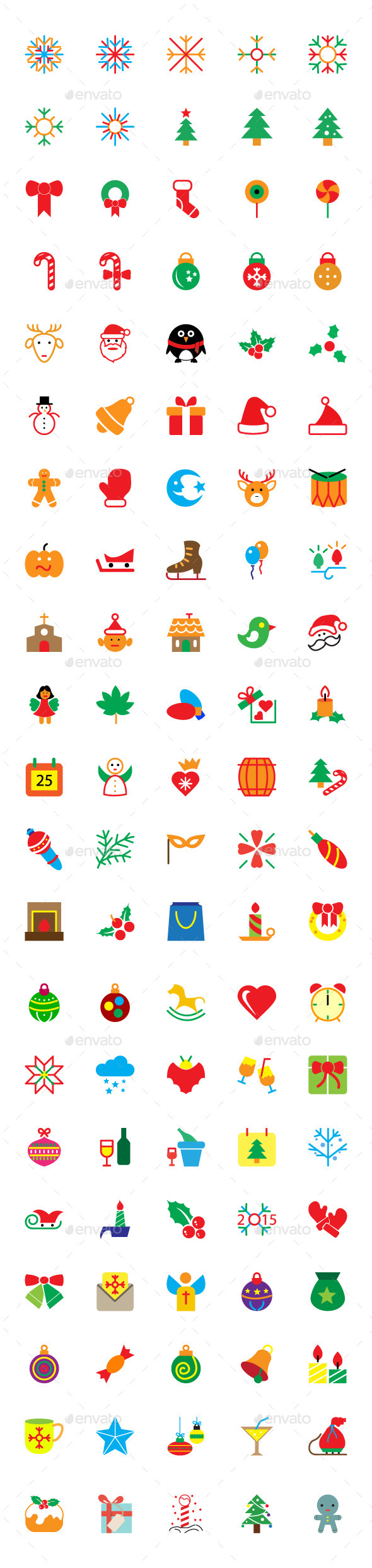 100+ Colored Merry Christmas Vector Icons - Seasonal Icons