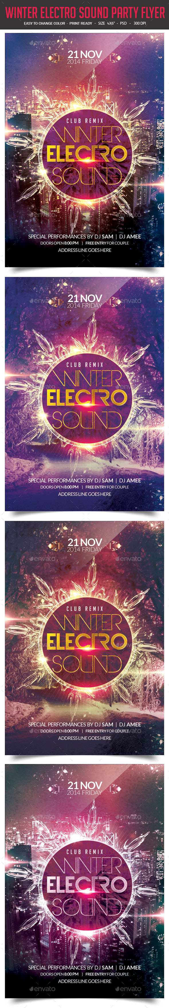 Winter Electro Sound Party Flyer - Clubs & Parties Events