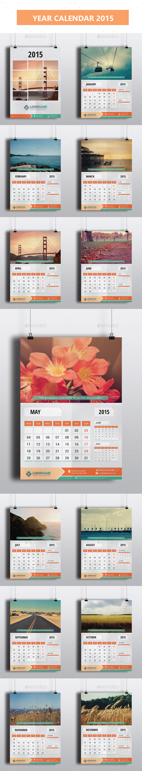 Year Calendar 2015 - Calendars Stationery