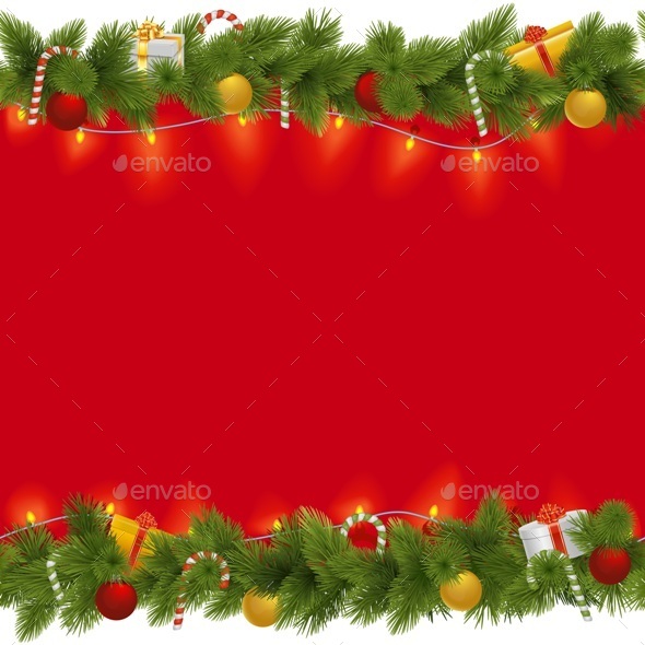 Vector Christmas Background with Garland - Christmas Seasons/Holidays
