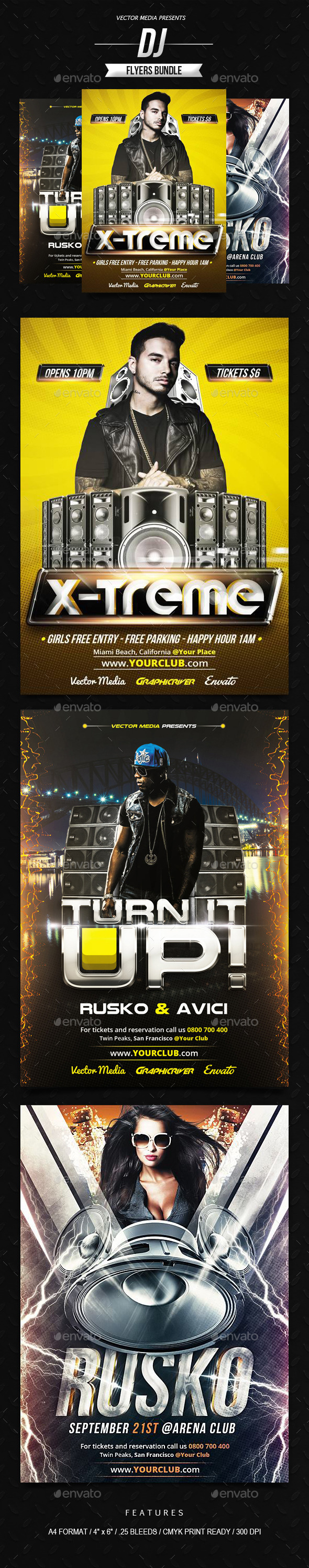 DJ - Flyers Bundle - Clubs & Parties Events