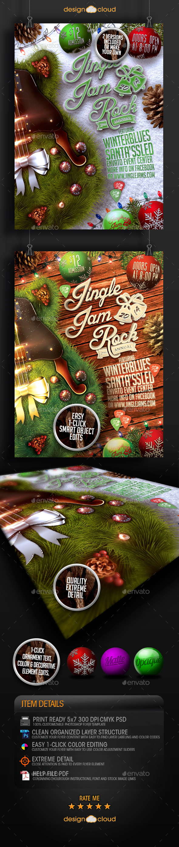 Jingle Jam Rock Christmas Flyer Template - Holidays Events