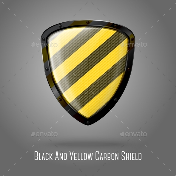 Yellow and Black Caution Shield - Web Elements Vectors