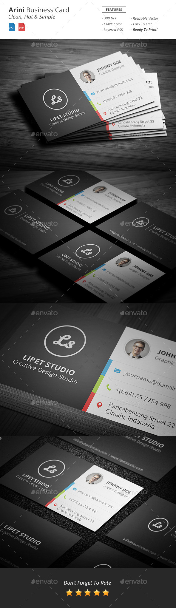 Arini - Clean Business Card Template - Corporate Business Cards