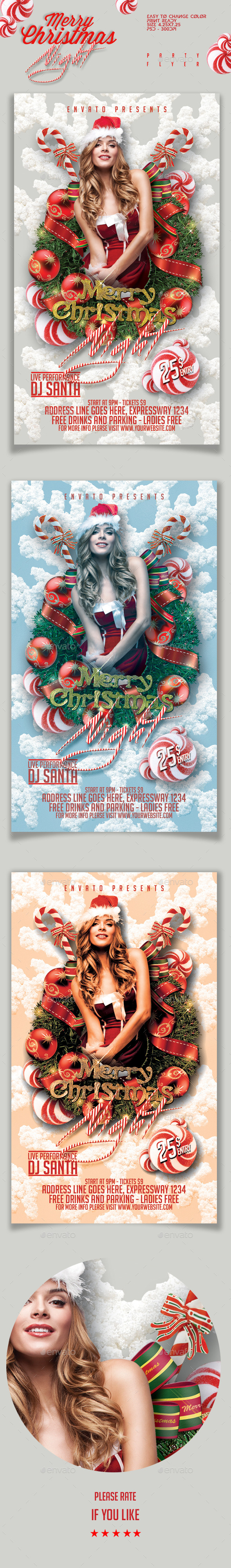 Merry Christmas Night Party Flyer - Holidays Events
