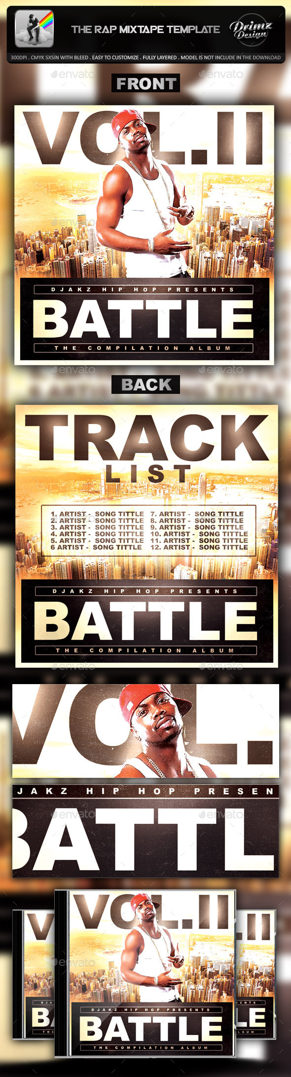 The Rap Mixtape Template - CD & DVD Artwork Print Templates