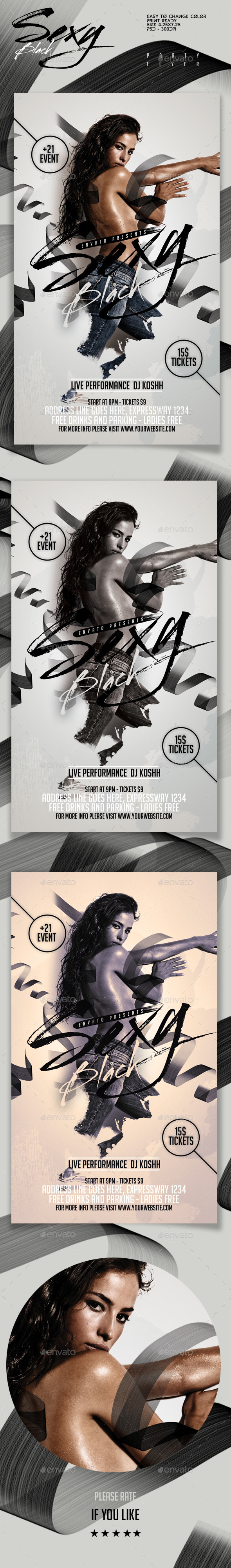 Sexy Black Party Flyer - Clubs & Parties Events