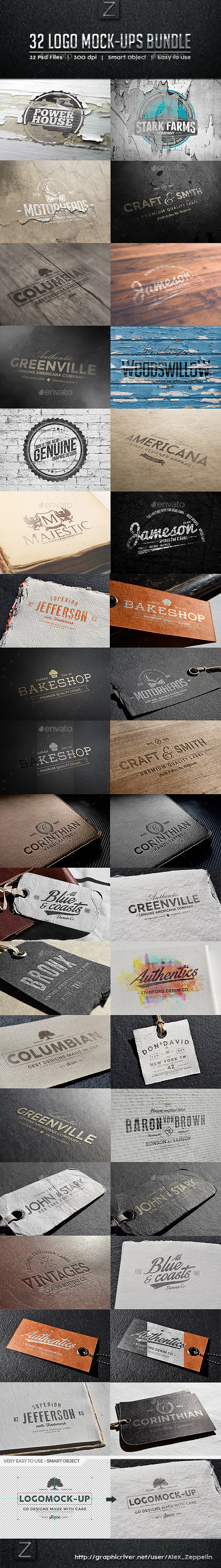 32 Logo Mock-ups Bundle - Logo Product Mock-Ups