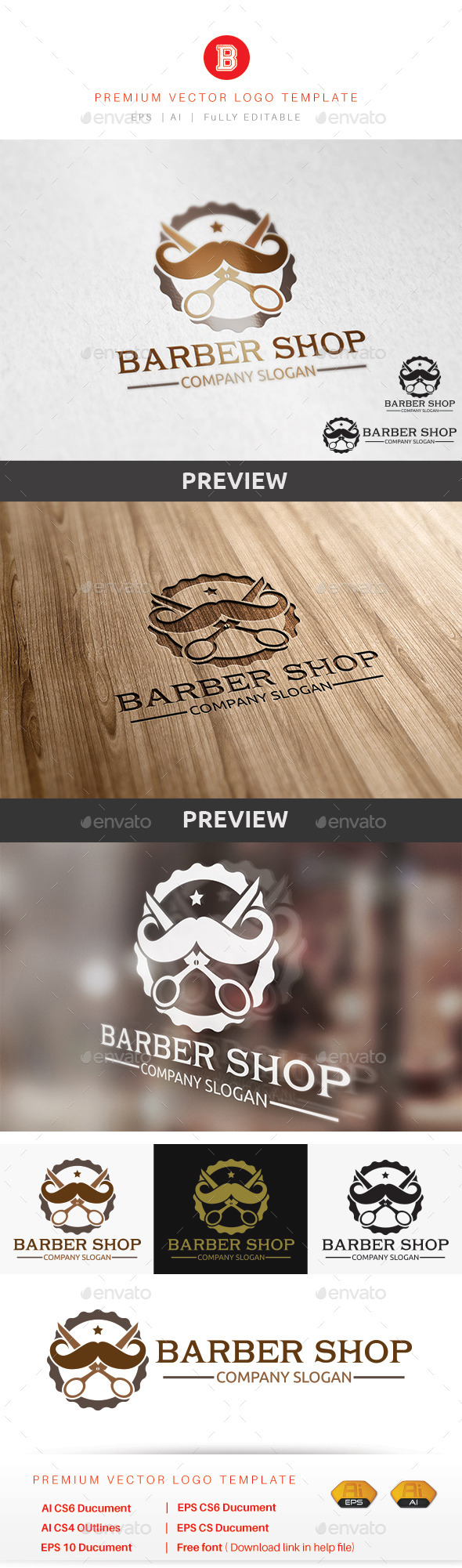 Barber Shop - Objects Logo Templates