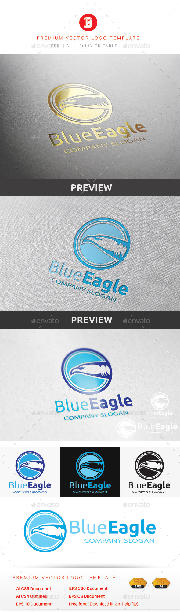 Blue Eagle - Animals Logo Templates
