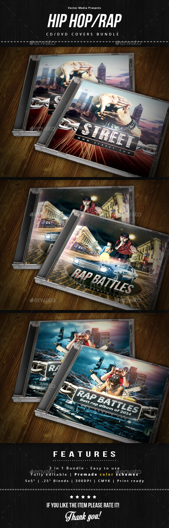 Hip Hop / Rap - Cd Covers Bundle - CD & DVD Artwork Print Templates