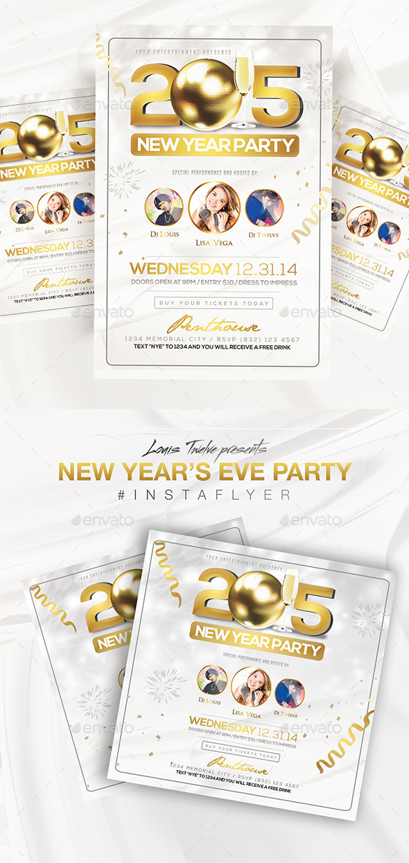 Elegant New Year Party Flyer + Instapromo