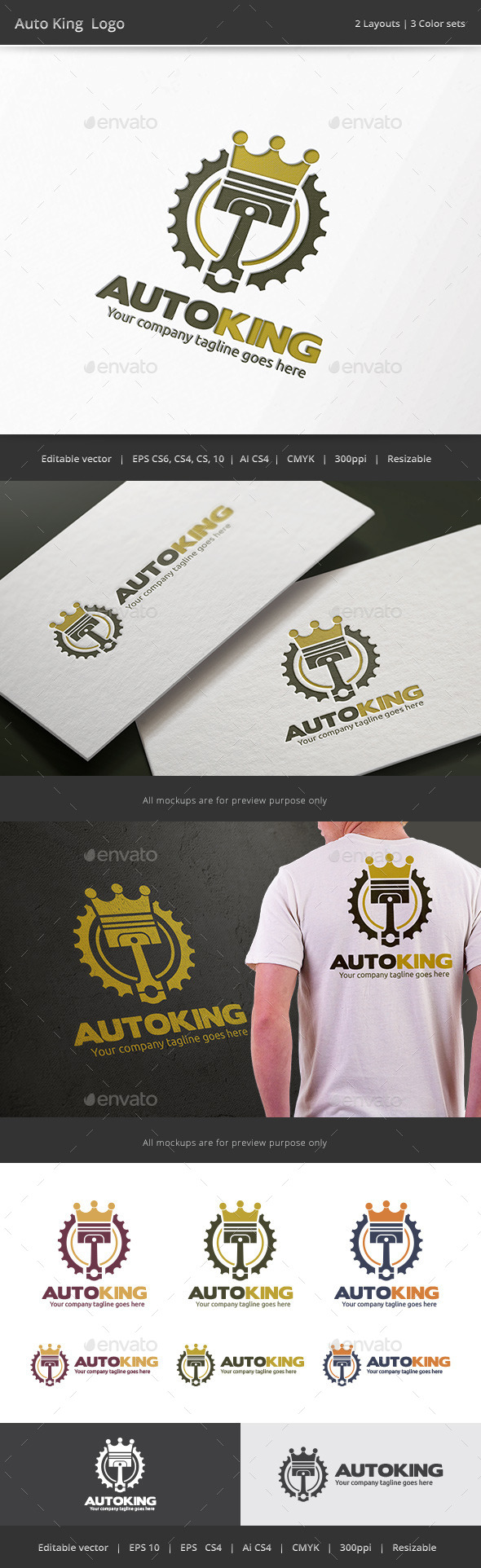Auto King Piston Logo - Objects Logo Templates