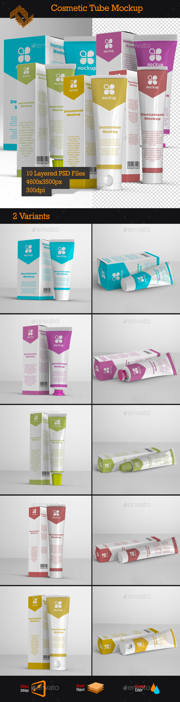 Cosmetic Cream Tube & Box Mockup - Packaging Product Mock-Ups