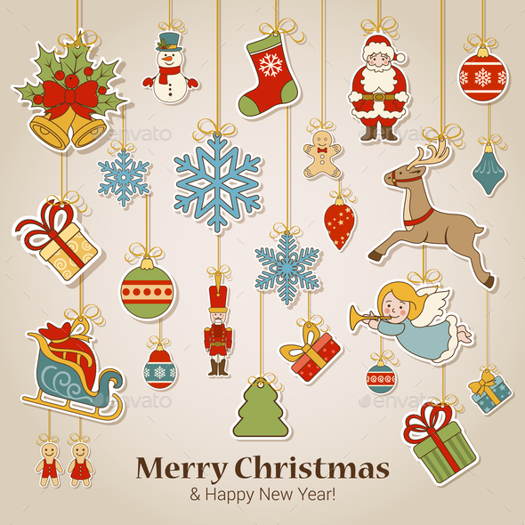 Christmas New Year Stickers - Christmas Seasons/Holidays