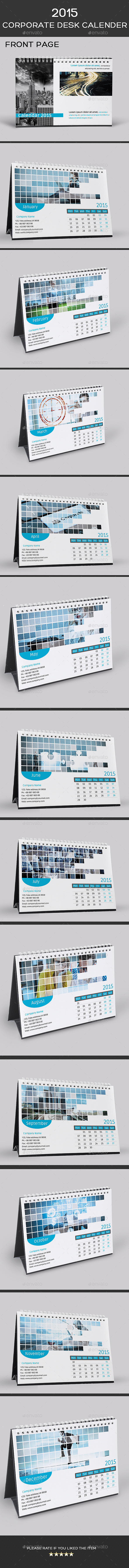 2015 Corporate Desk Calendar Template ( PSD ) - Calendars Stationery