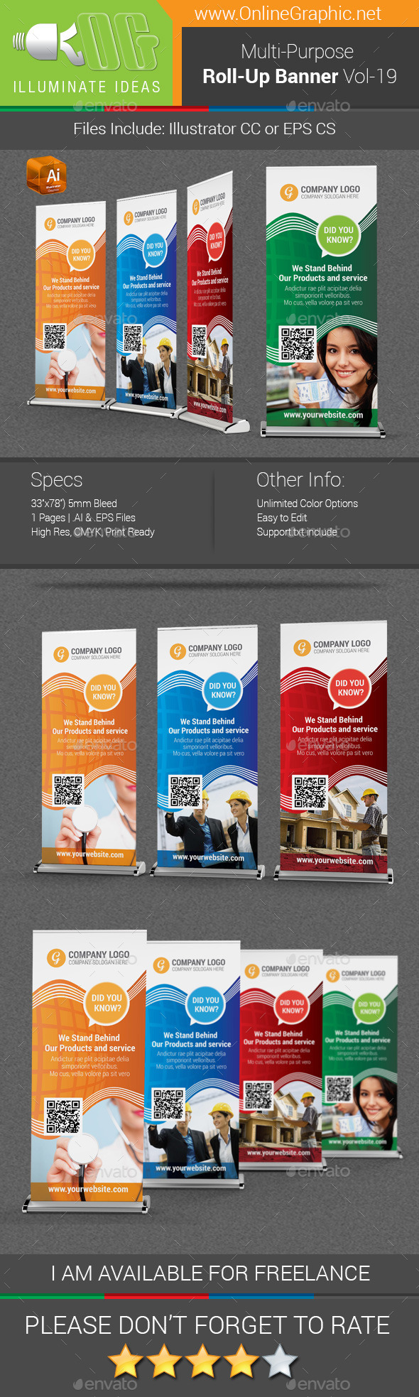 Multipurpose Business Roll-Up Banner Vol-19 - Signage Print Templates