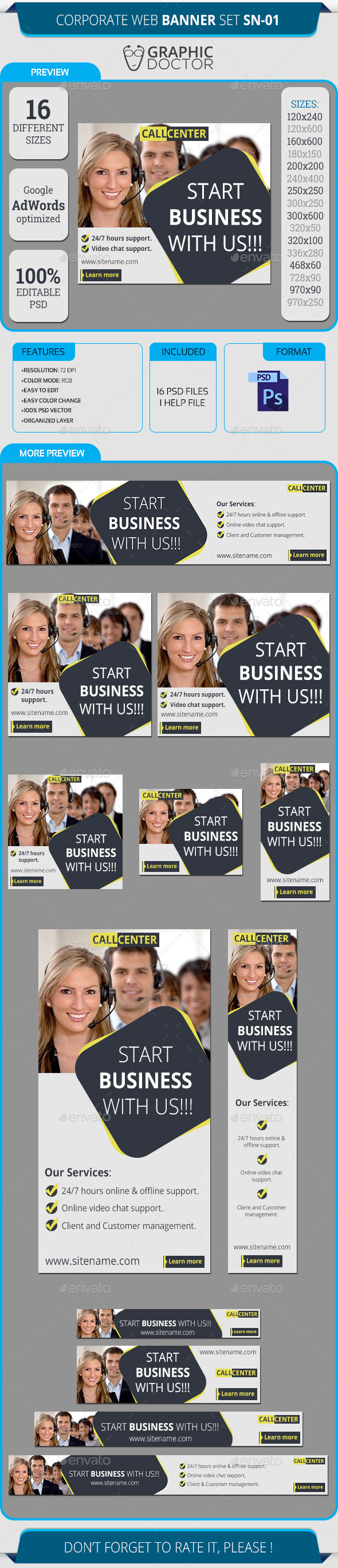 Corporate Web Banner Set SN-01 - Banners & Ads Web Elements