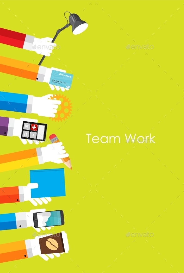 Team Work Flat Concept Vector Illustration - Web Technology