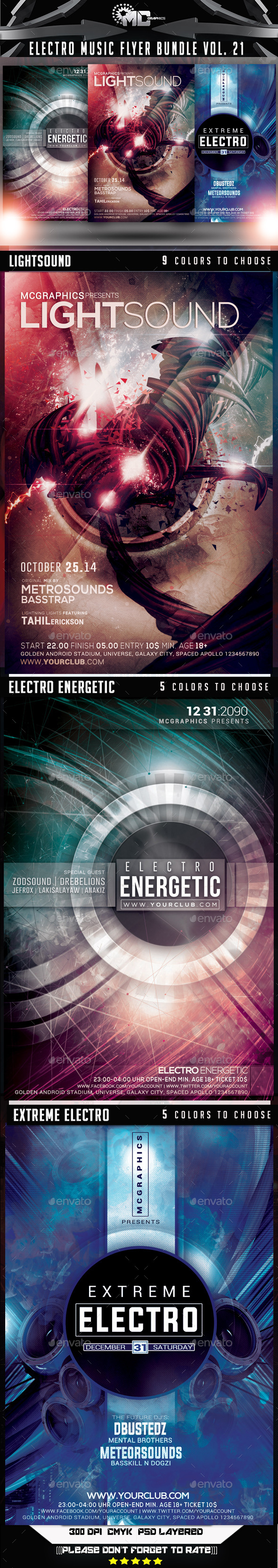 Electro Music Flyer Bundle Vol. 21 - Events Flyers