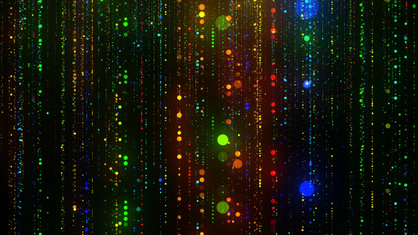 Colorful Glowing Particle Rain Fly Through alt