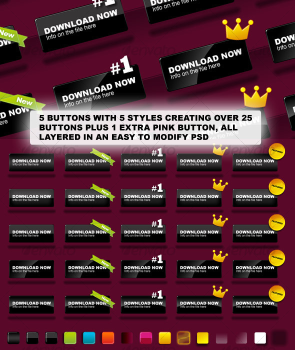 High Quality Download Buttons - Buttons Web Elements