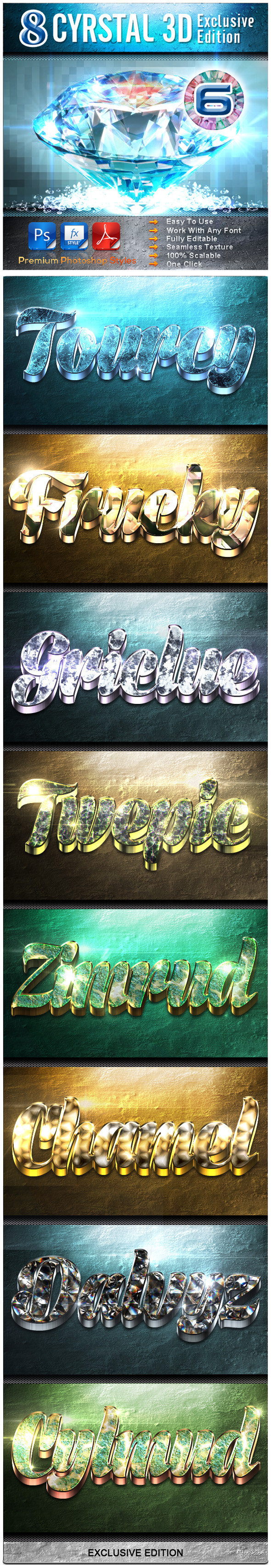 8 Cyrstal 3D Exclusive Edition Vol.6 - Text Effects Styles