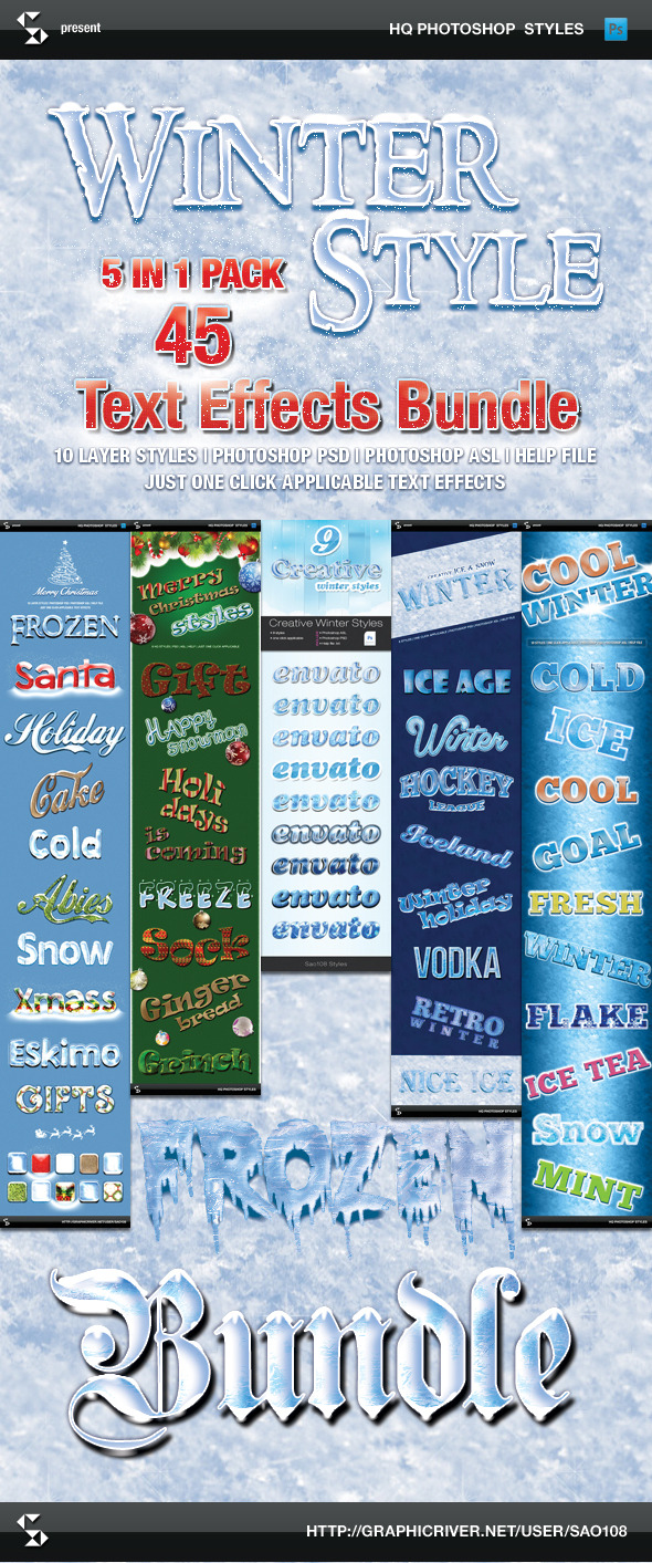 Winter Style Text Effects - Bundle - Text Effects Styles