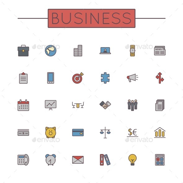 Vector Colored Business Line Icons - Business Icons