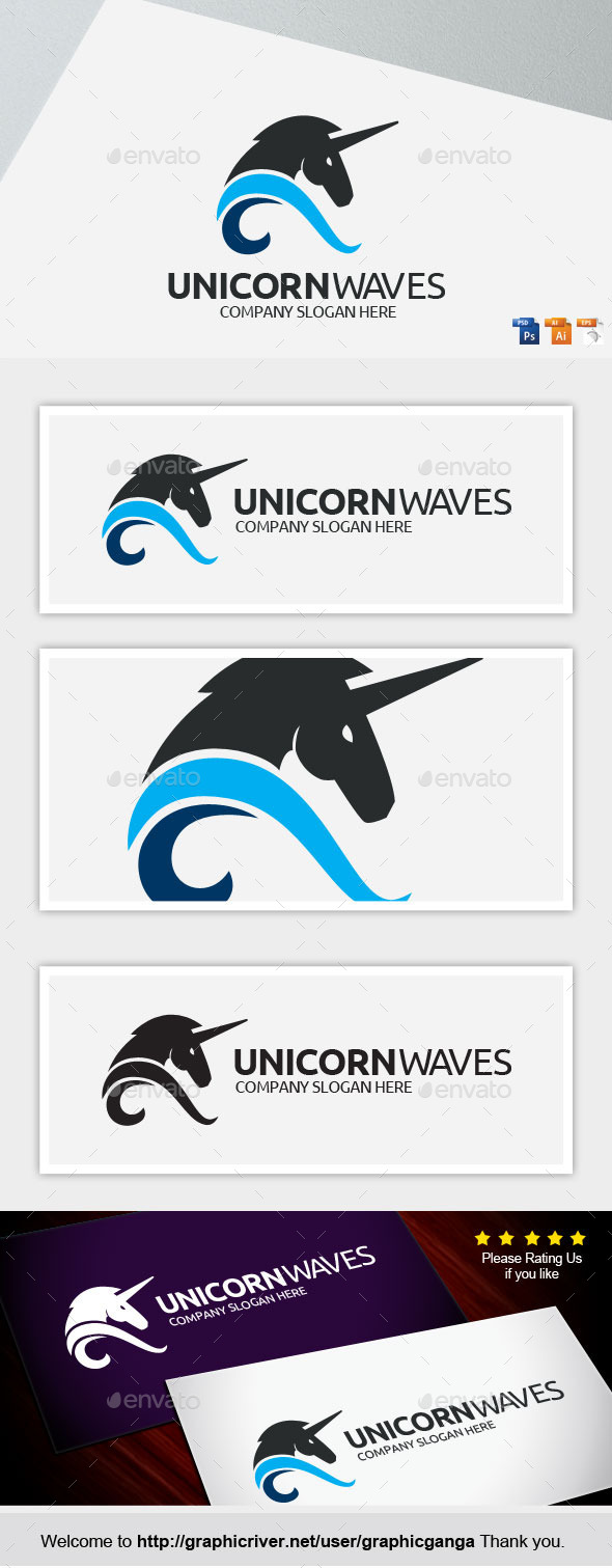 Unicorn Waves - Animals Logo Templates