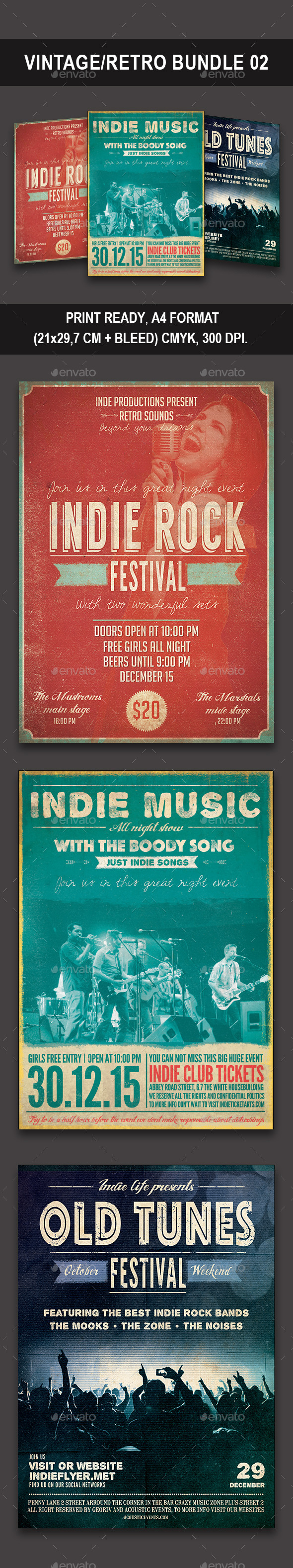 Vintage/Retro Bundle 02 - Flyers Print Templates