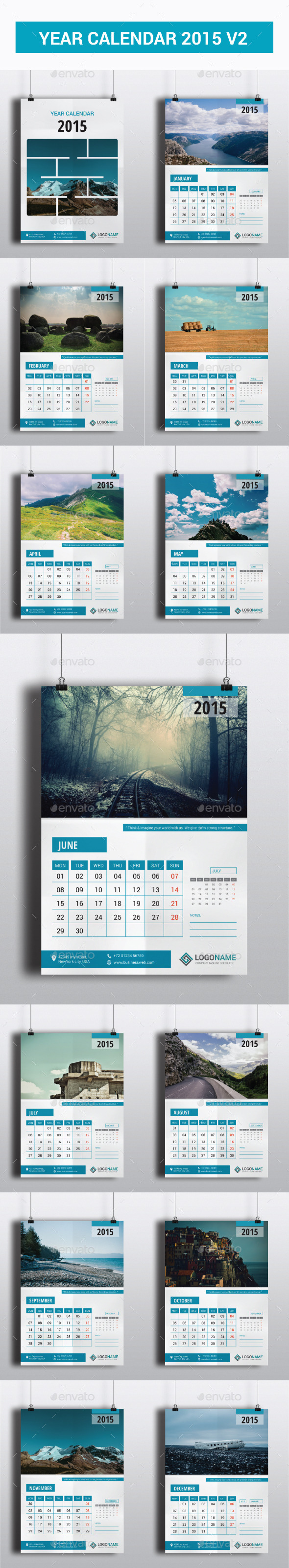 Year Calendar 2015 V2 - Calendars Stationery