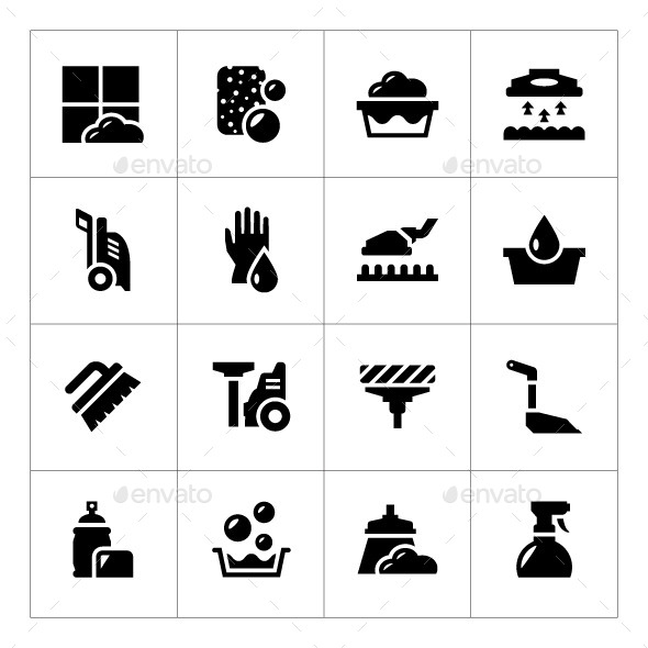 Set Icons of Cleaning - Man-made objects Objects