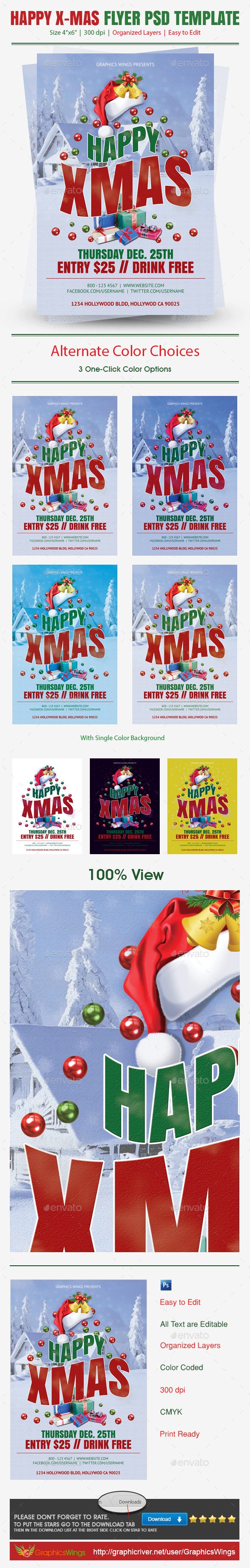 Happy Xmas Flyer PSD Template - Clubs & Parties Events