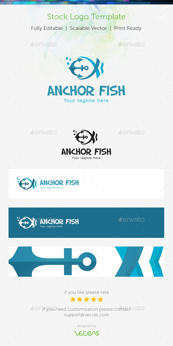 Anchor Fish Stock Logo Template - Symbols Logo Templates